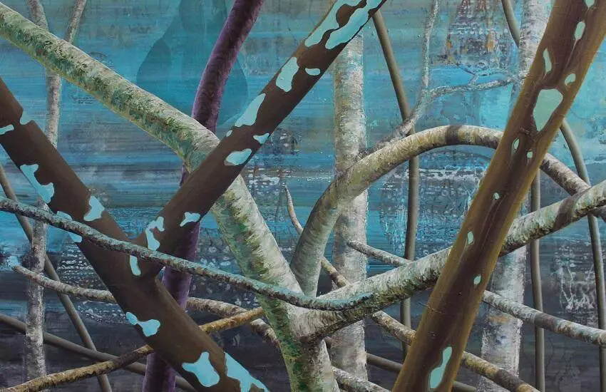 Anutosh - Do as thou willt - 2016 - 140 x 200 cm, acryl, olieverf en pasta met zand op linnen