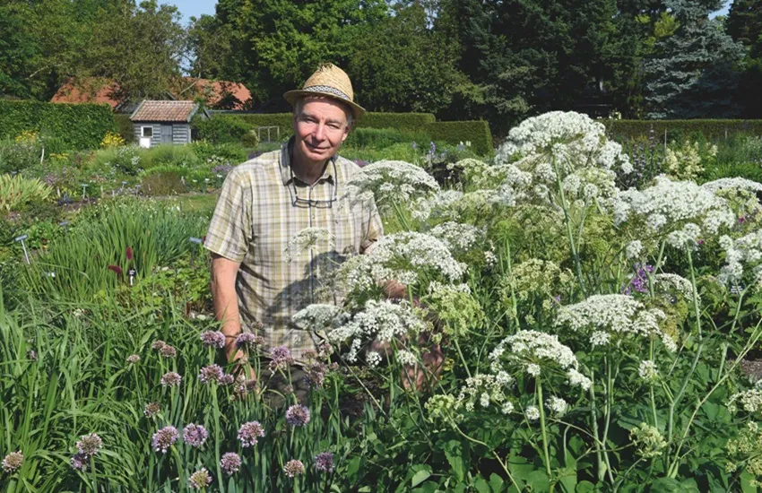 Hans Kramer bij Laserpitium latifolium - De Tuin in vier seizoenen 48 - herfst 2024